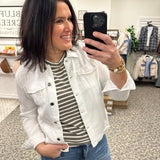 Olive Cream Stripe Rib Top Top - Tee GILLI