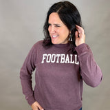 Mineral Burgundy Football Sweatshirt Top- Sweatshirt HRT and LUV