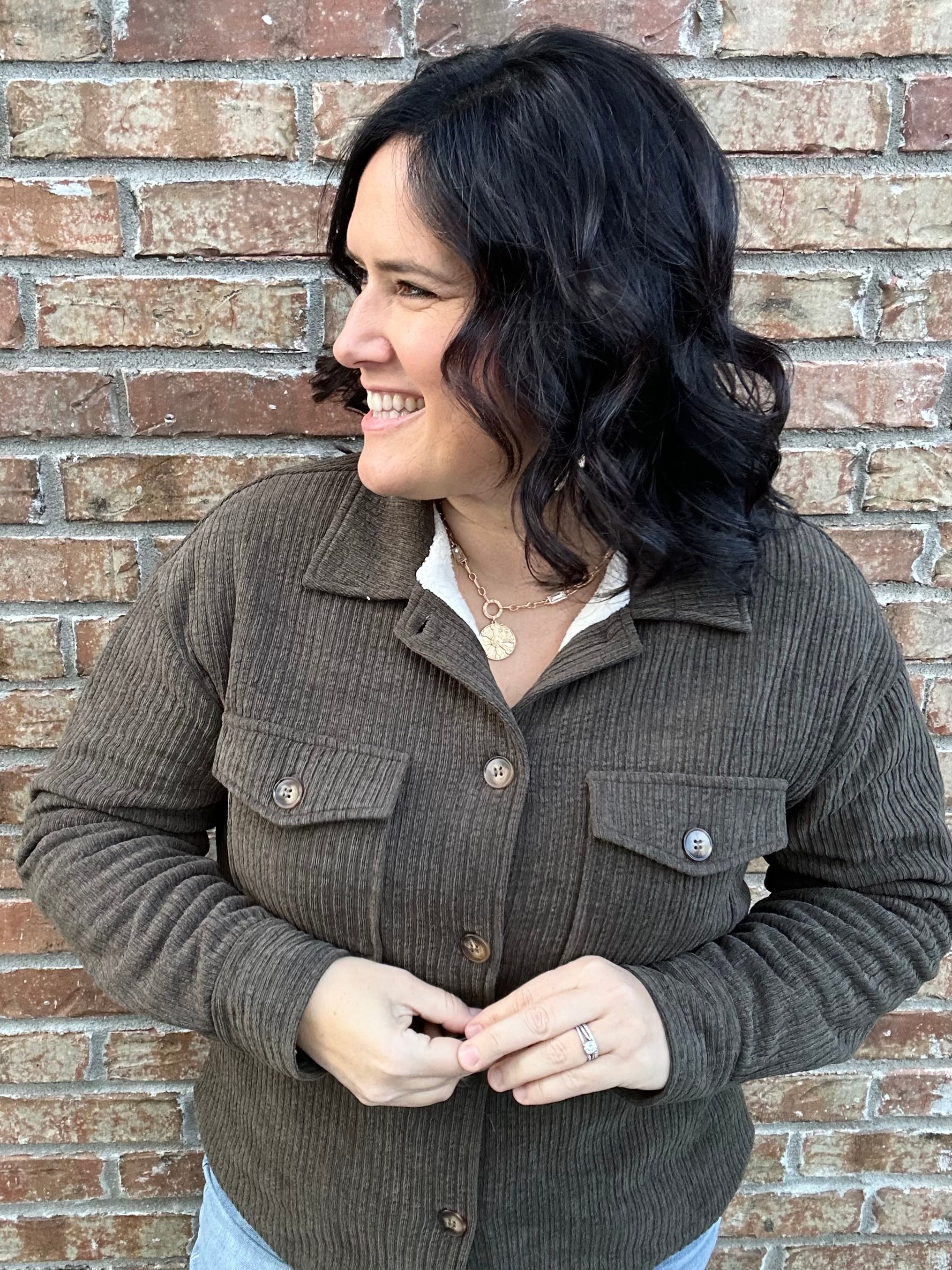 Olive Lined Shirt Jacket Outerwear- Jackets STACCATO