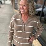 Tan Ivory Stripe Brianna Sweater Top - Sweater THREAD & SUPPLY