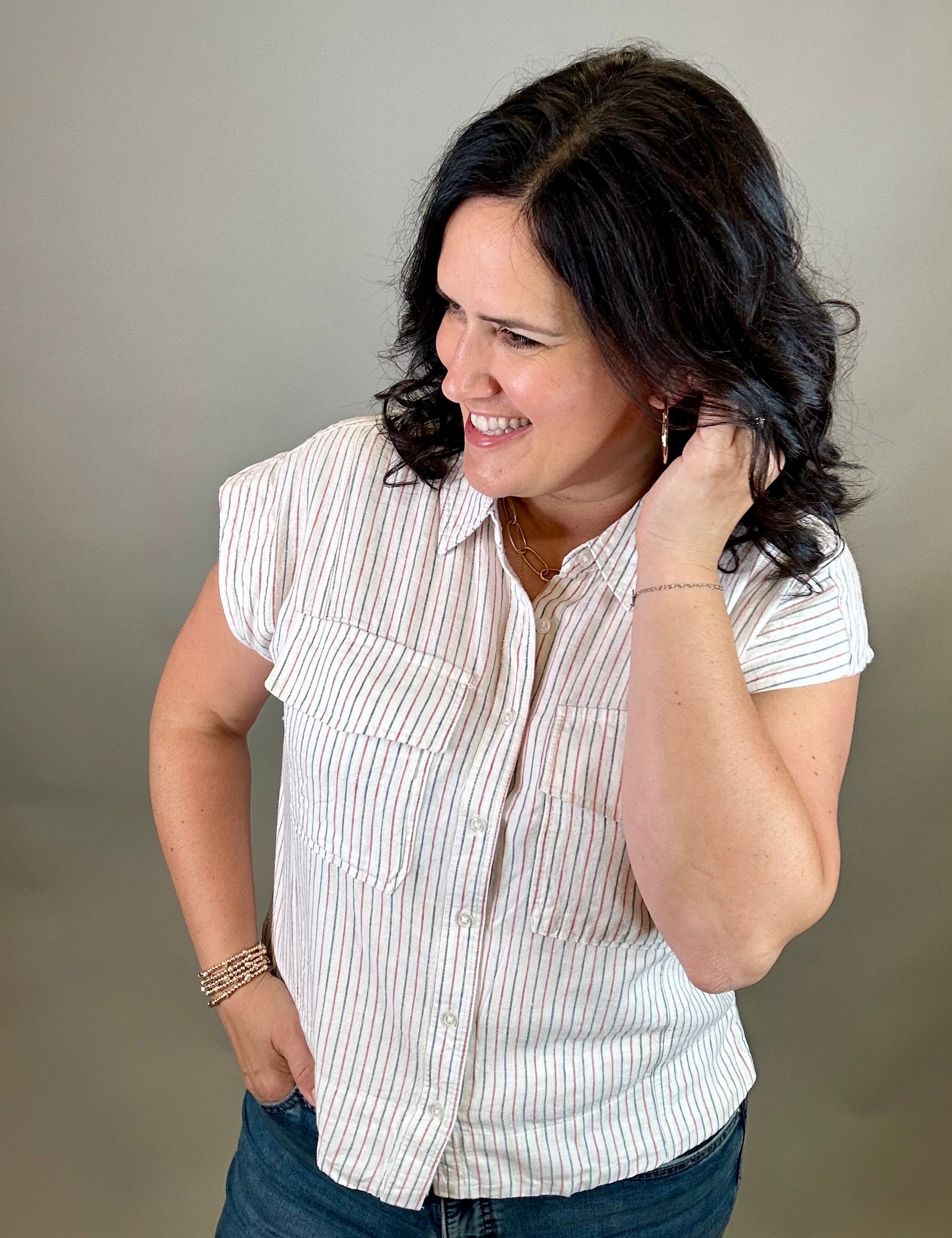 Red Navy Lydia Shirt Tops - Button Ups THREAD & SUPPLY