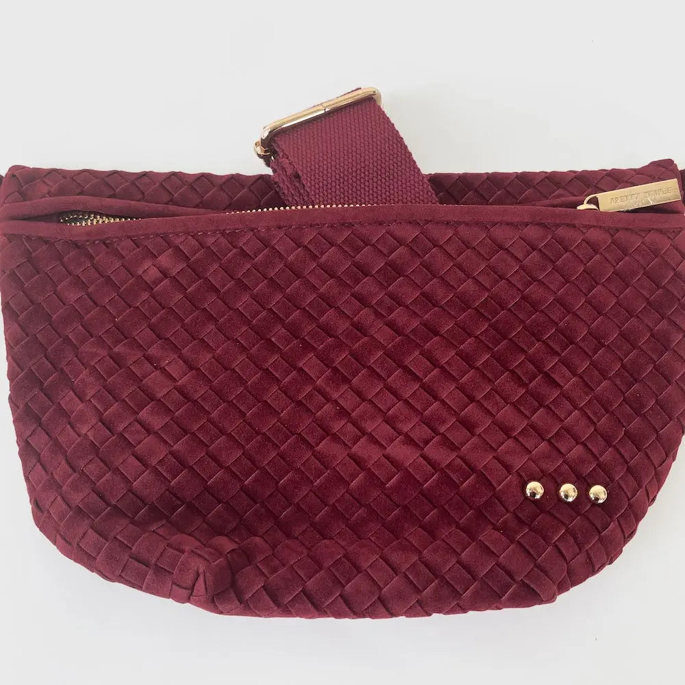 Suede Westlyn Woven Bum Bag Bags- Purses PRETTY SIMPLE WHOLESALE Burgundy