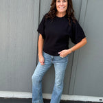 Black Crew Neck Dolman Sweater Top Top - Sweater STACCATO