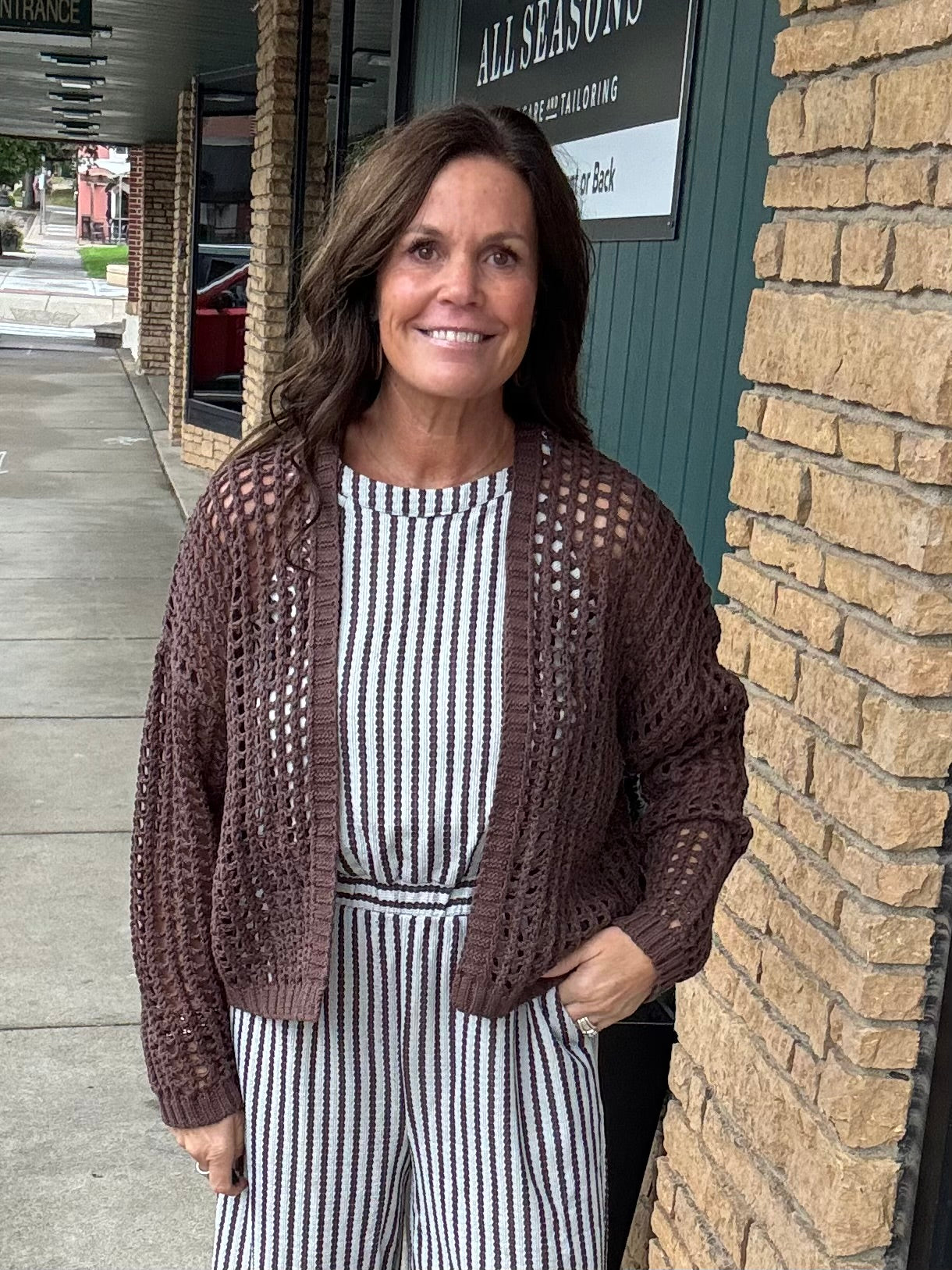 Blue Stripe Jacquard Jumpsuit DOE & RAE