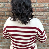 Caden Ivory Red Stripe Sweater