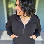 Black Quarter Zip Hoodie Top Top - Sweatshirt RAE MODE