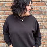 Black Cloudy Knit Long Sleeve Top Top - Sweatshirt TRES BIEN