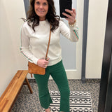 White Green Orange Crew Sweater