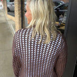 Espresso Crochet Open Cardigan DOE & RAE