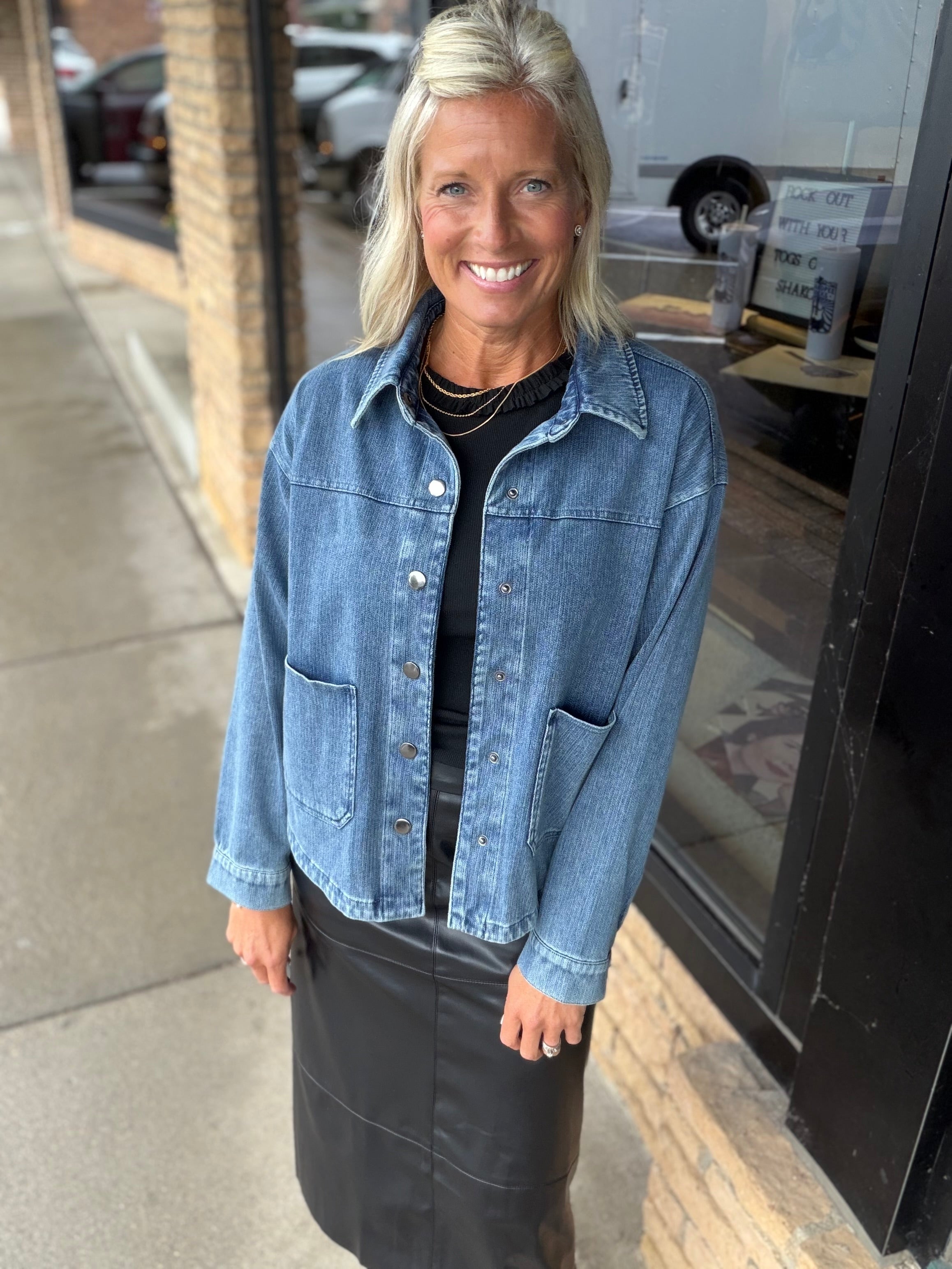 Indigo Roslyn Stretch Denim Jacket FLAG AND ANTHEM