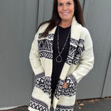 Ivory/Black Motif Coatigan