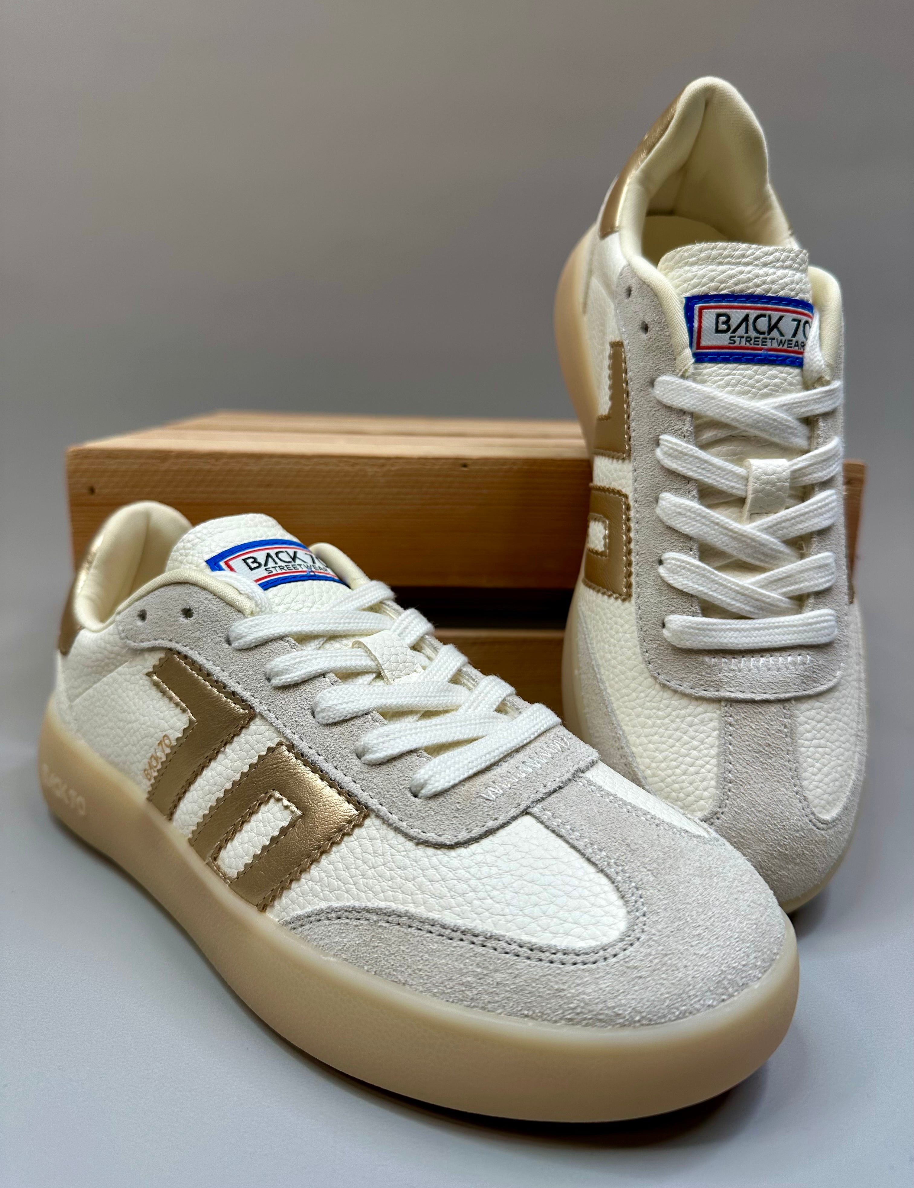 Brooklyn L26 Metallic Gold Platform Sneaker Shoes - Sneaker Back 70
