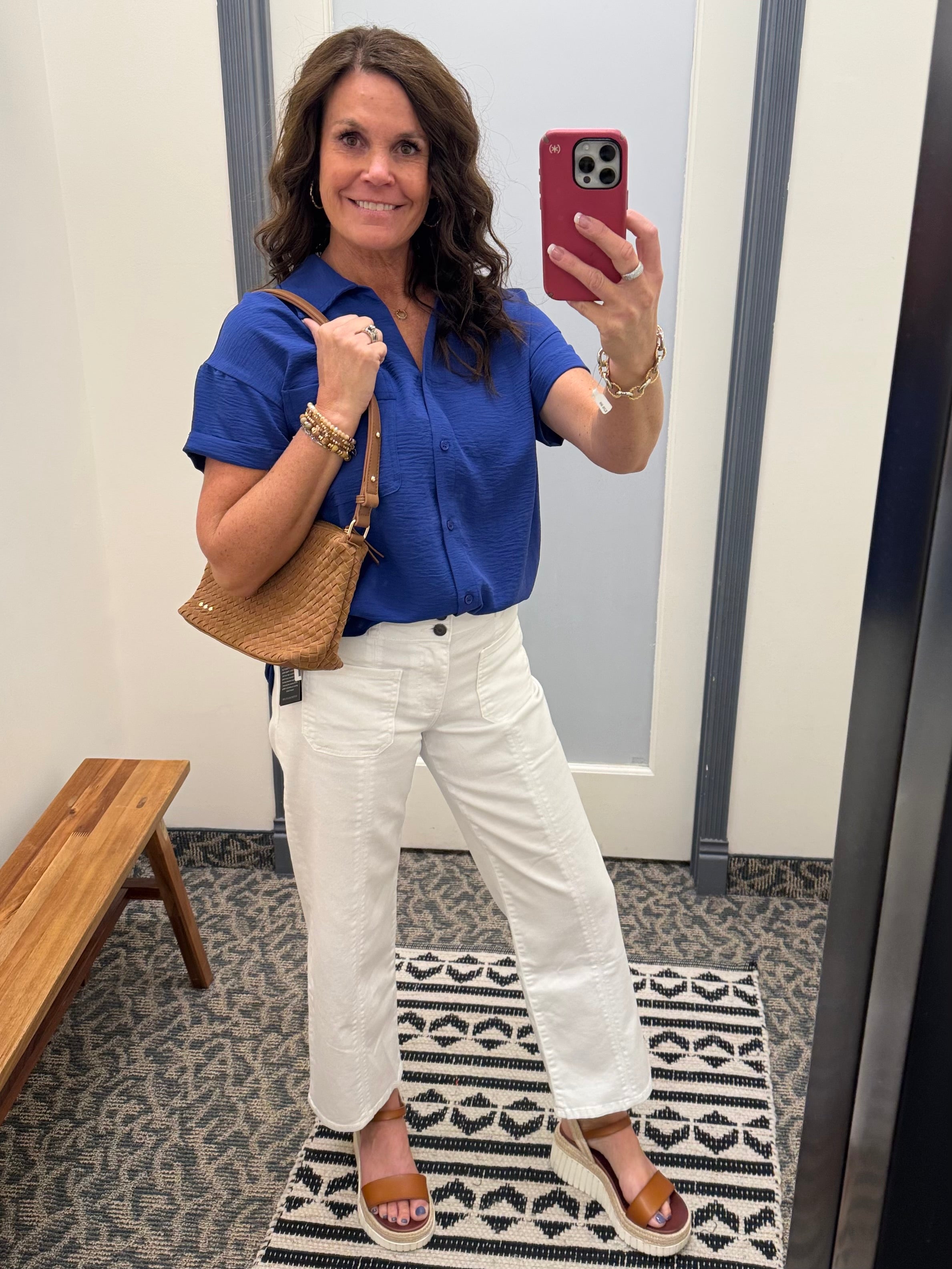Royal Button Front Short Sleeve Tops - Button Ups STACCATO