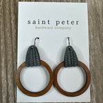 Medium Circle Earrings w/ Dk Gray Leather Jewelry - Earrings St. Peter Hardware