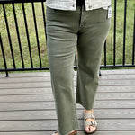 Burnt Olive Tummy Control Mid Rise Straight Jeans Bottom- Pants RISEN