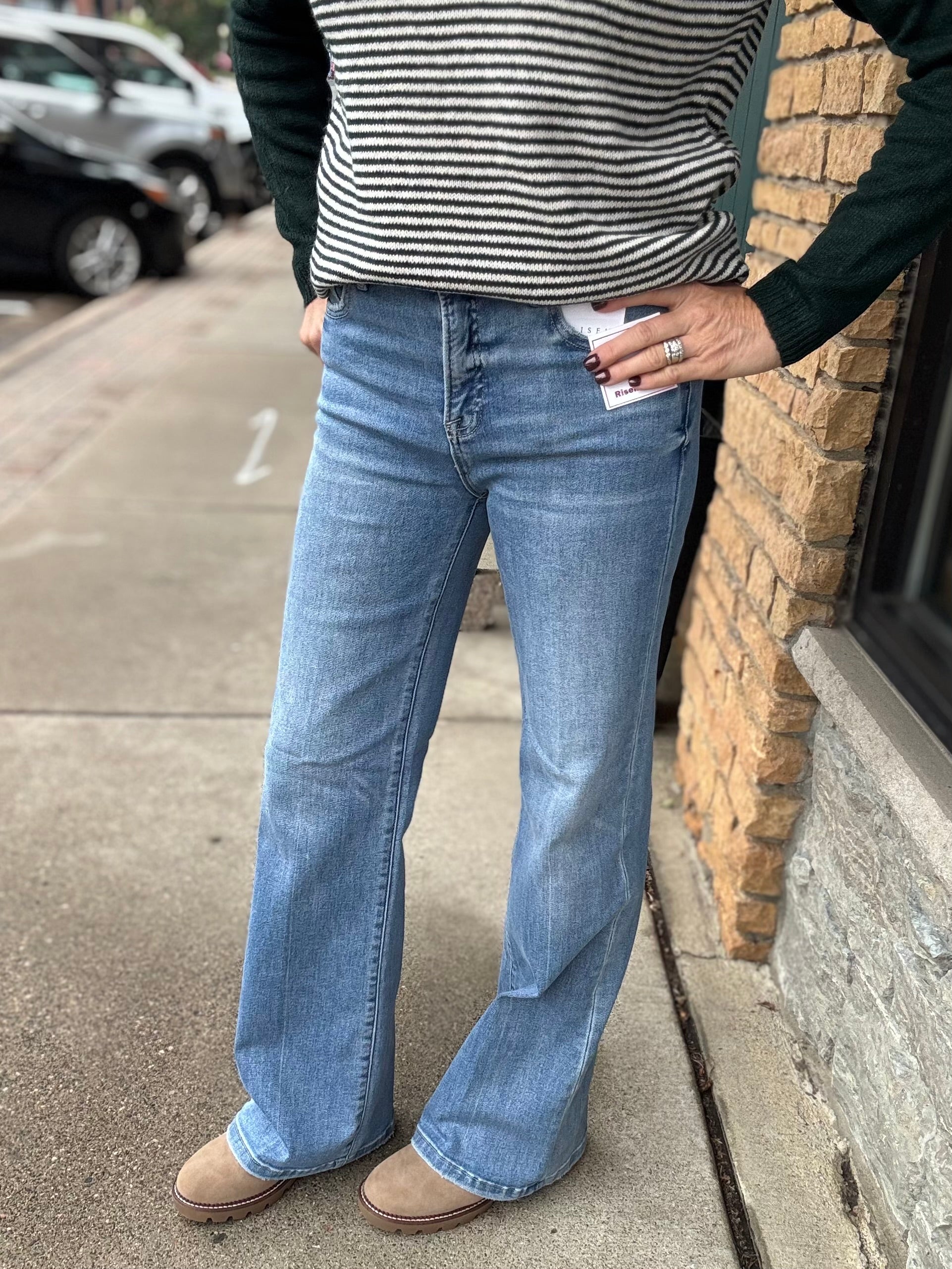 Flare Medium Wash Stretchy Jeans RISEN