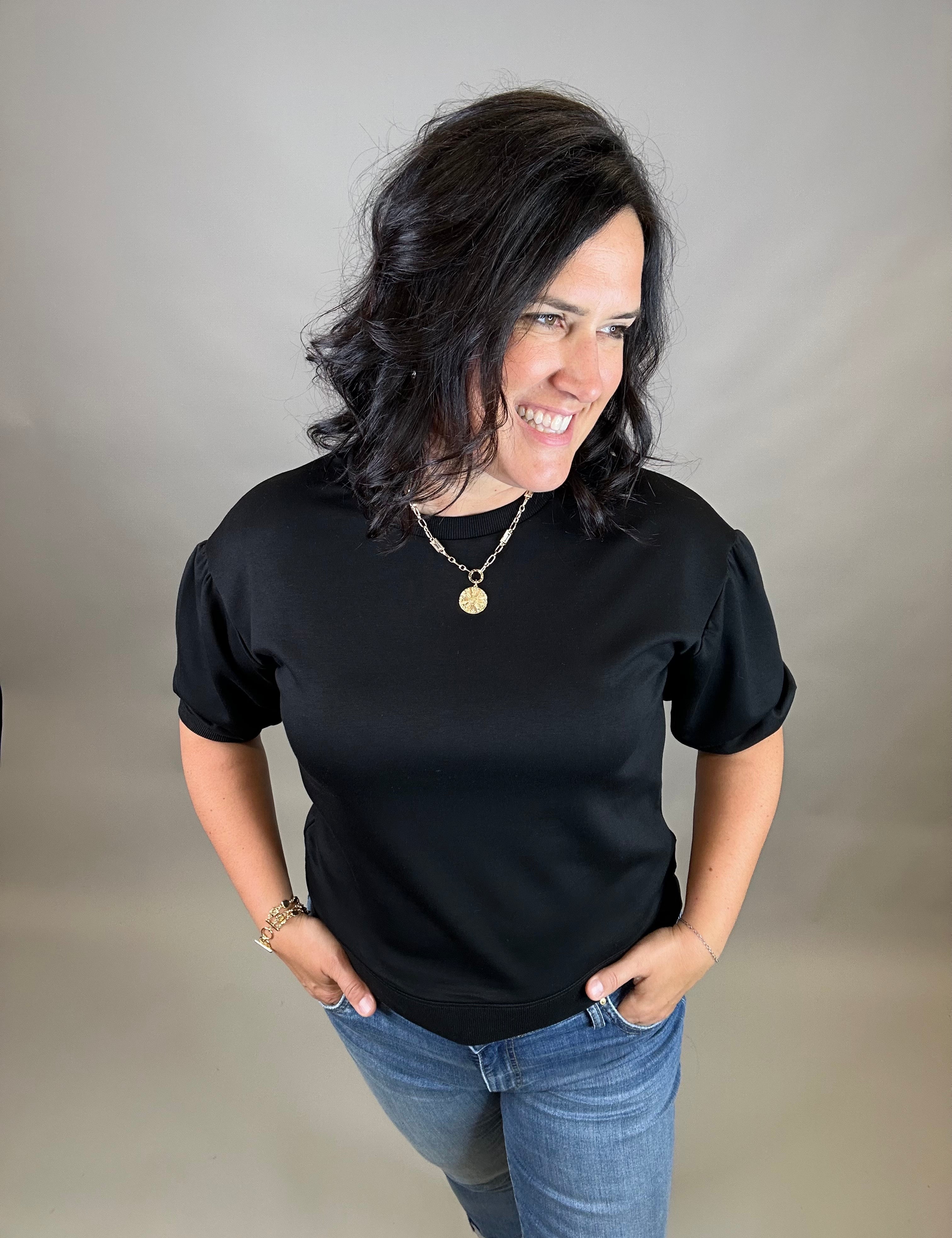 Black Peasant Sweatshirt Top Top - Sweatshirt JODIFL