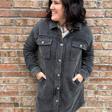 Washed Black Terry Long Jacket