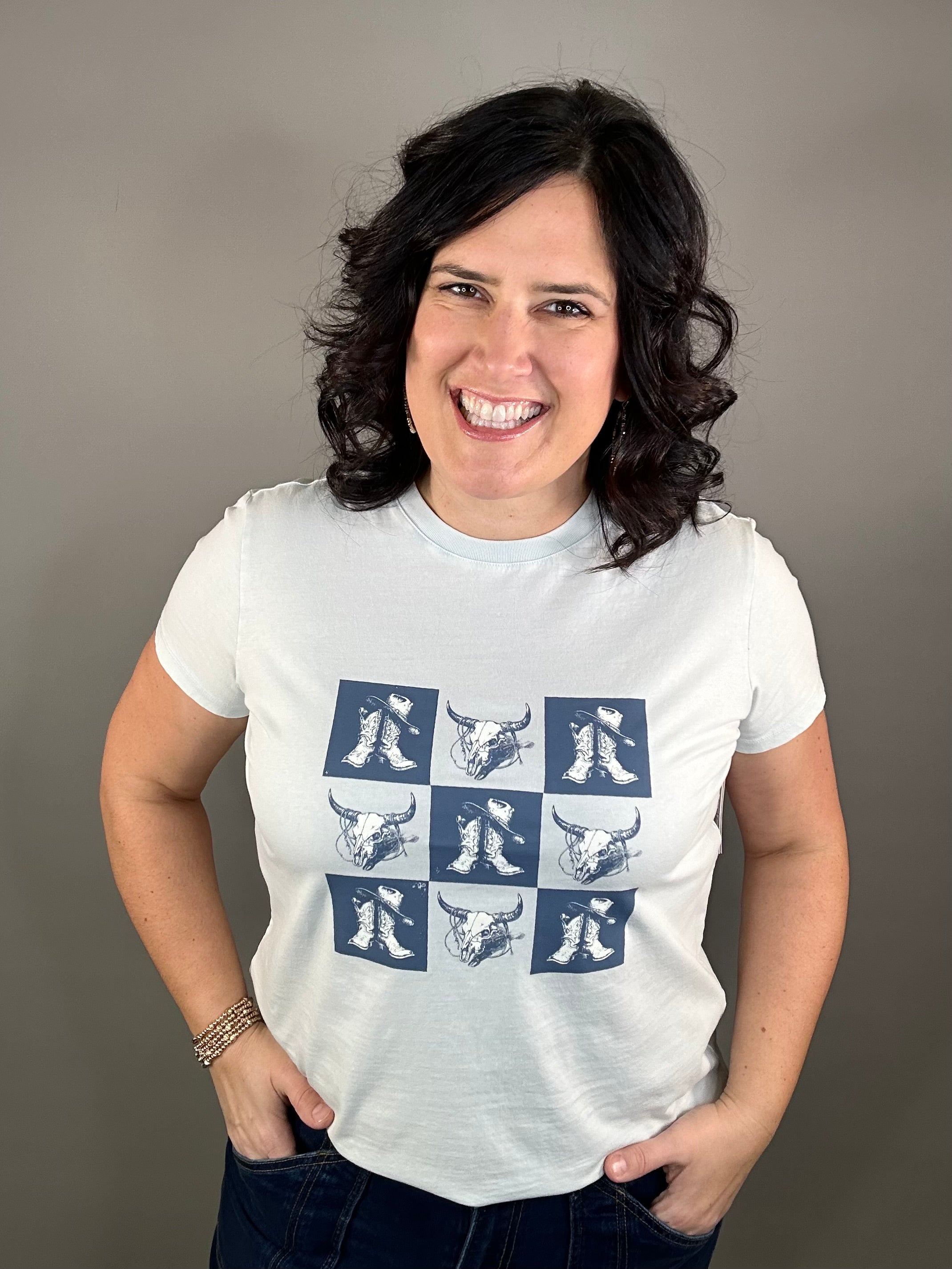 Checkered Boot Tee Top - Tee FLAG AND ANTHEM