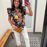 Ruffle Sleeve Floral Top Tops- Blouses THML