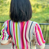 Multicolor Stripe Open-Knit Top