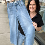 Space Blue Wide Leg Trouser Hem Jeans MICA DENIM