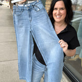 Space Blue Wide Leg Trouser Hem Jeans MICA DENIM