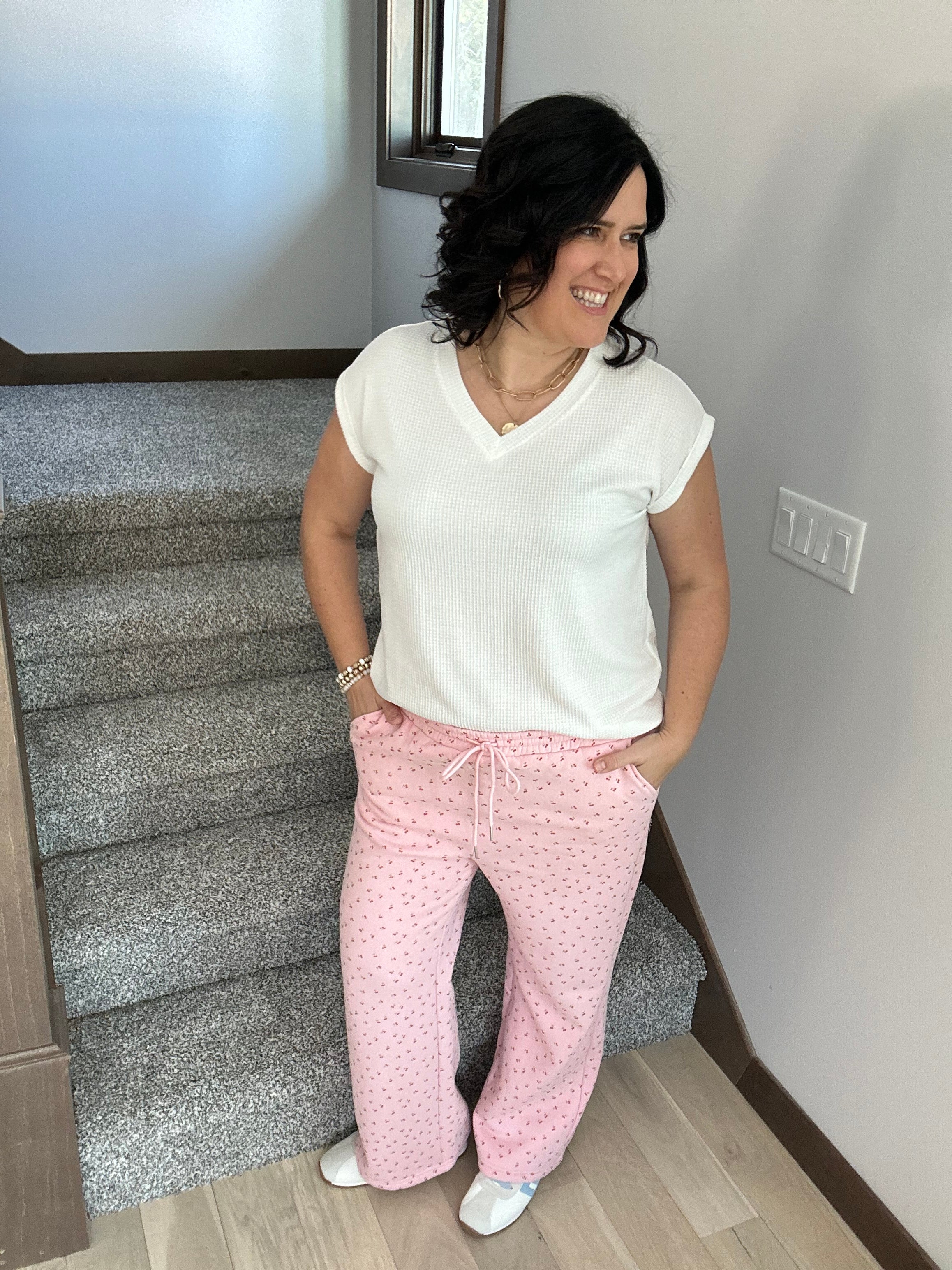 Pink Cherry Wide Leg Sweatpants Bottoms - Pants SUNDAY EDITION