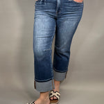 Dark High Rise Straight Cuff Hem Jeans Bottoms - Pants RISEN