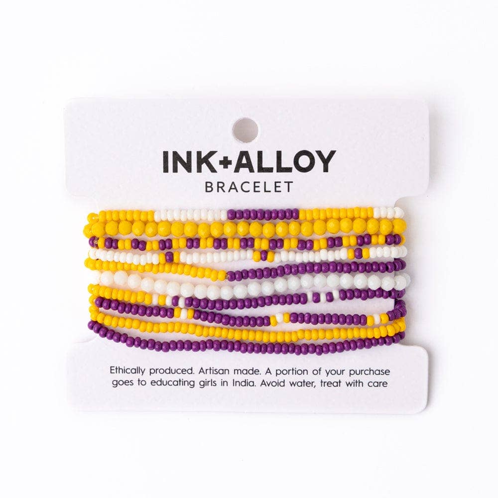 Purple and Yellow Beaded Bracelet INK + ALLOY