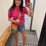 Red Stripe Crew Neck Top - Tee STACCATO