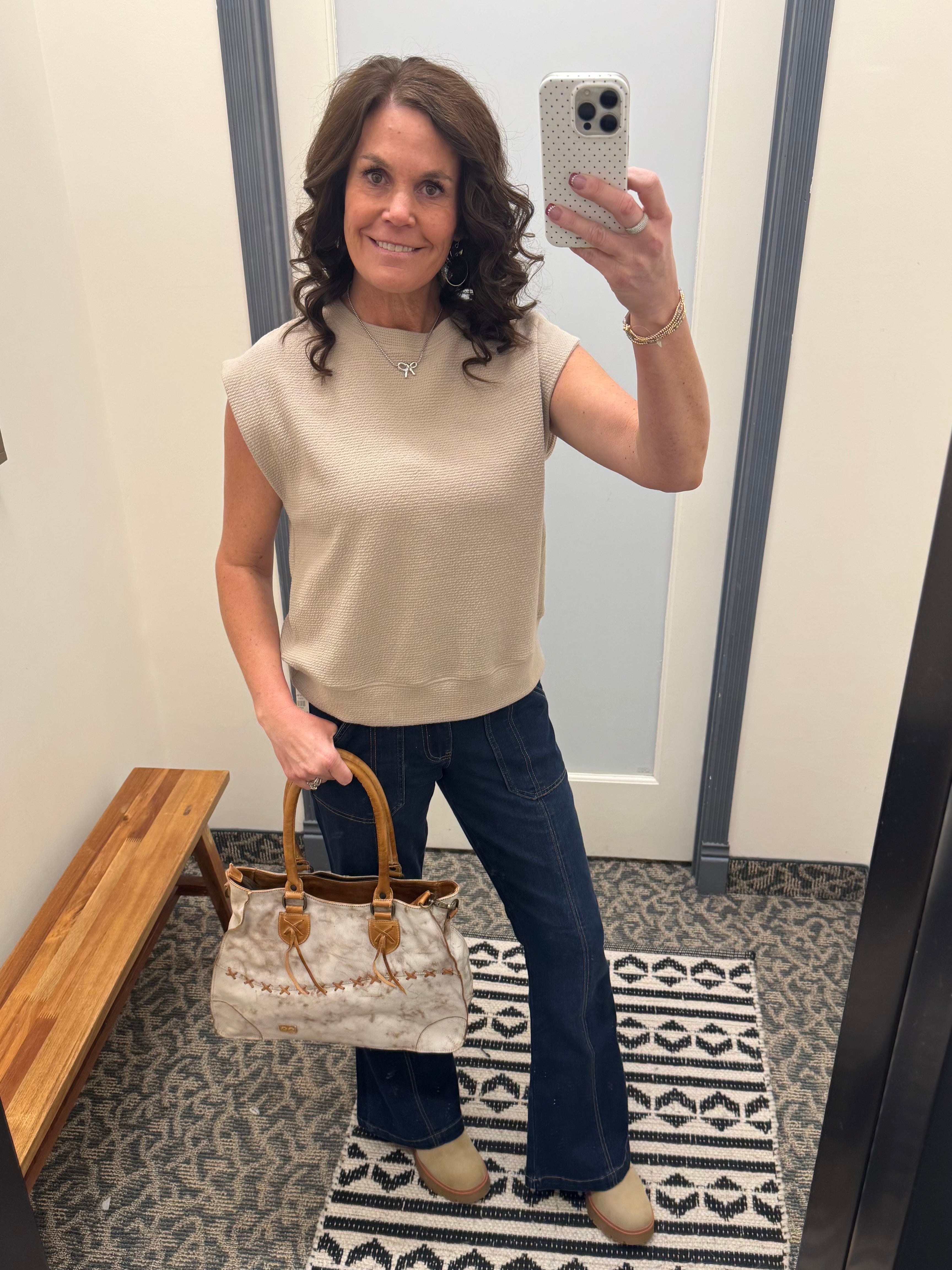 Taupe Cloudy Knit Muscle Tee Top - Tee TRES BIEN