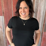 Black Crew Neck Top Top - Tee STACCATO