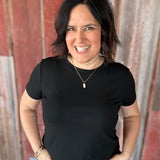Black Crew Neck Top Top - Tee STACCATO