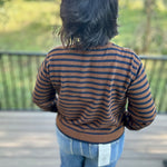 Navy & Brown Stripe Sweater Top - Sweater Mod Ref
