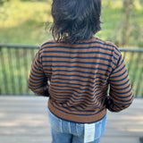 Navy & Brown Stripe Sweater Top - Sweater Mod Ref