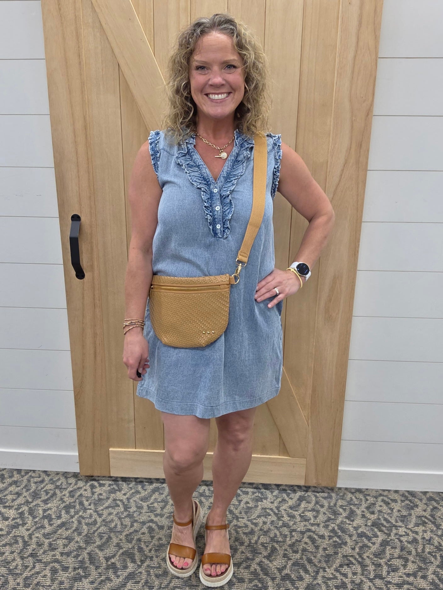 Ruffled Denim Dress Dresses EE:SOME