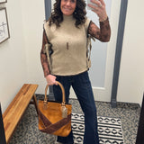 Taupe Mock Neck Side Tie Vest Top - Sweater SUNDAY EDITION
