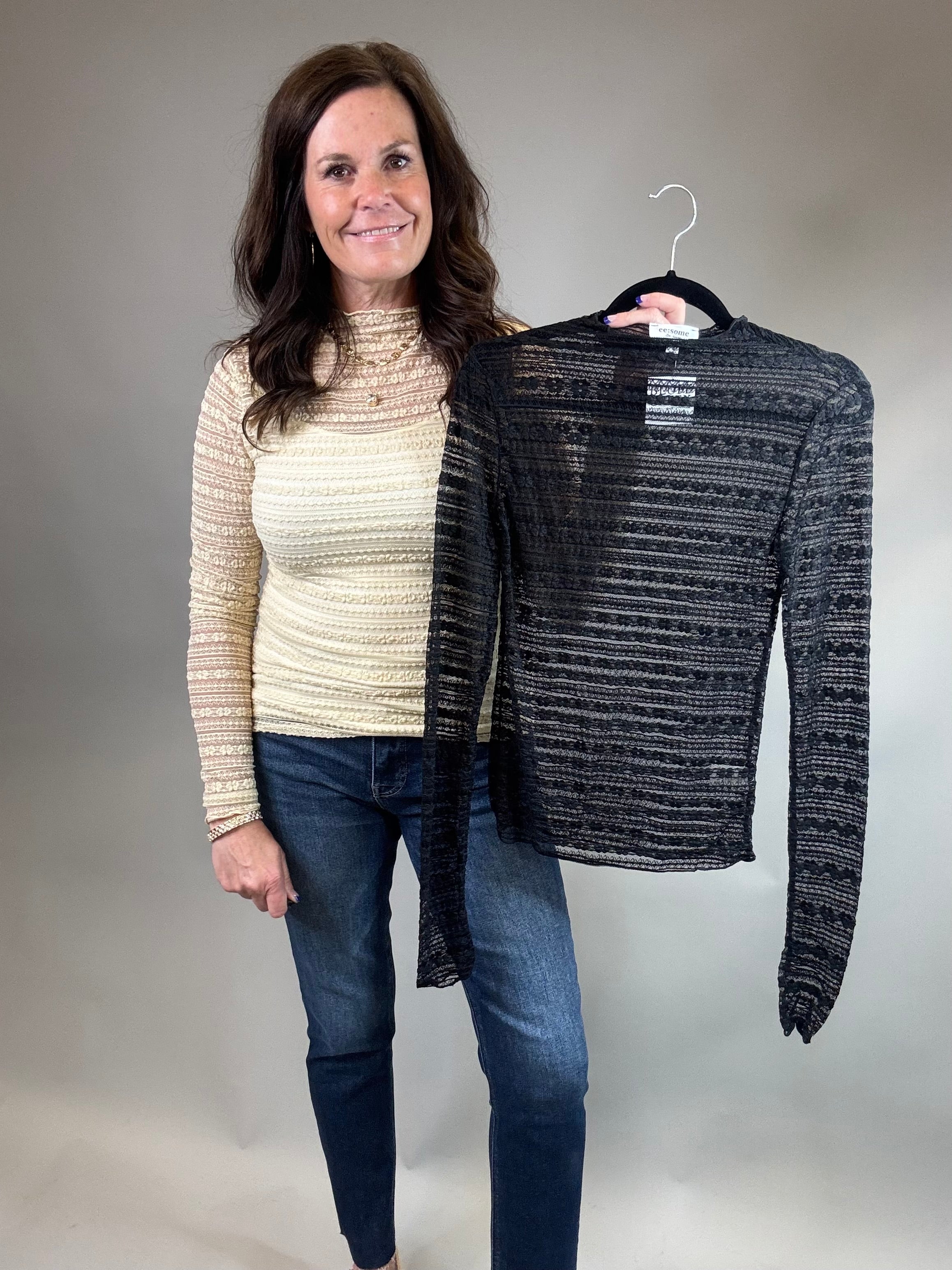 Butter Yellow Sheer Lace Top Tops- Blouses EE:SOME