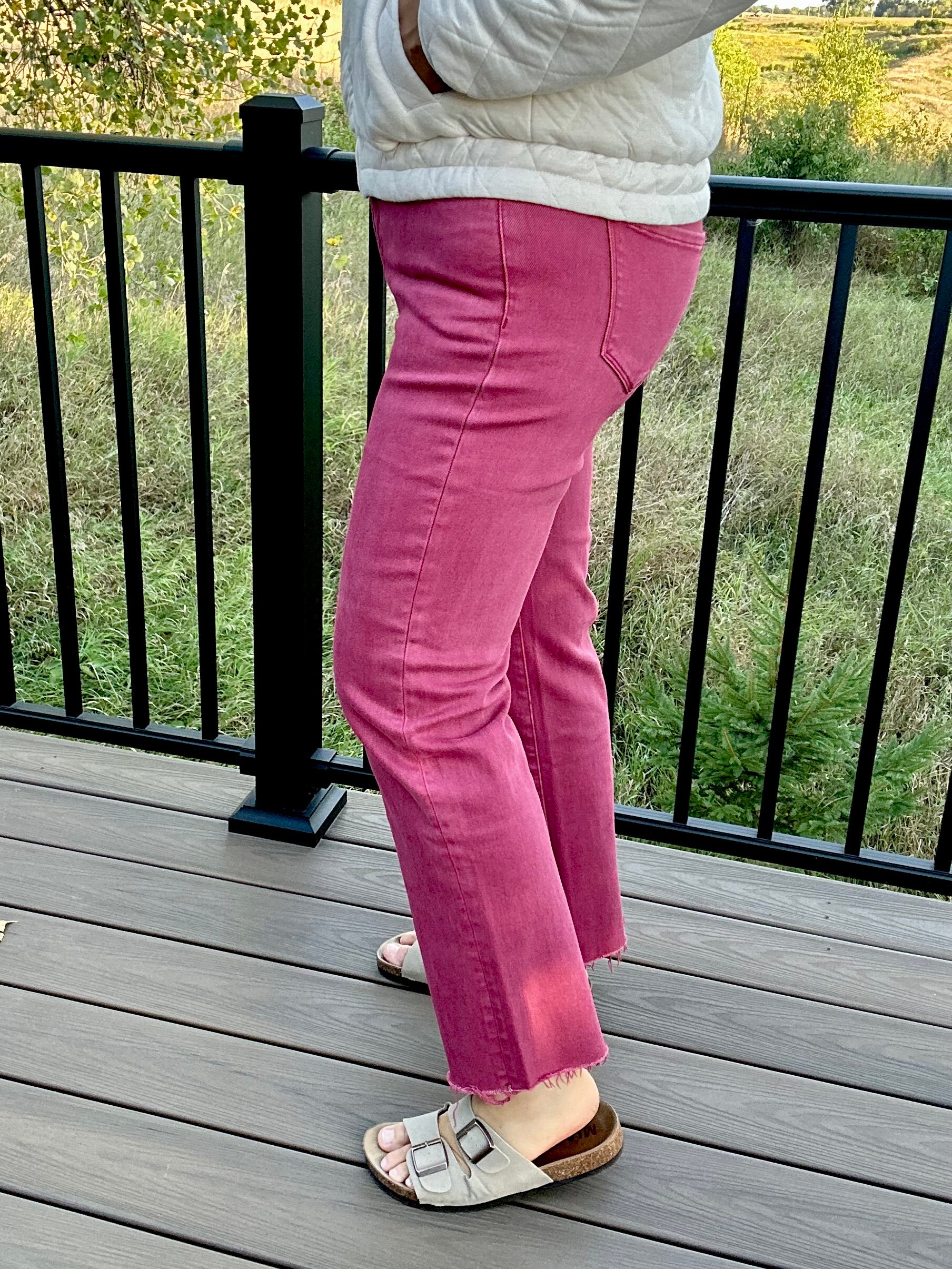 Buccaneer Fab Ab Tummy Control Raw Hem Jeans-MICA Bottoms - Pants MICA