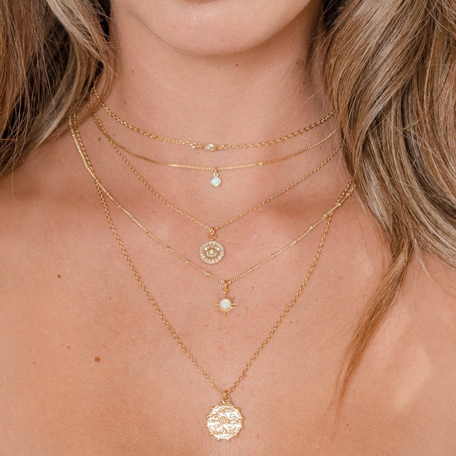 18K Gold Sun Opal Pendant Necklace Jewelry- Necklace Brenda Grands Jewelry