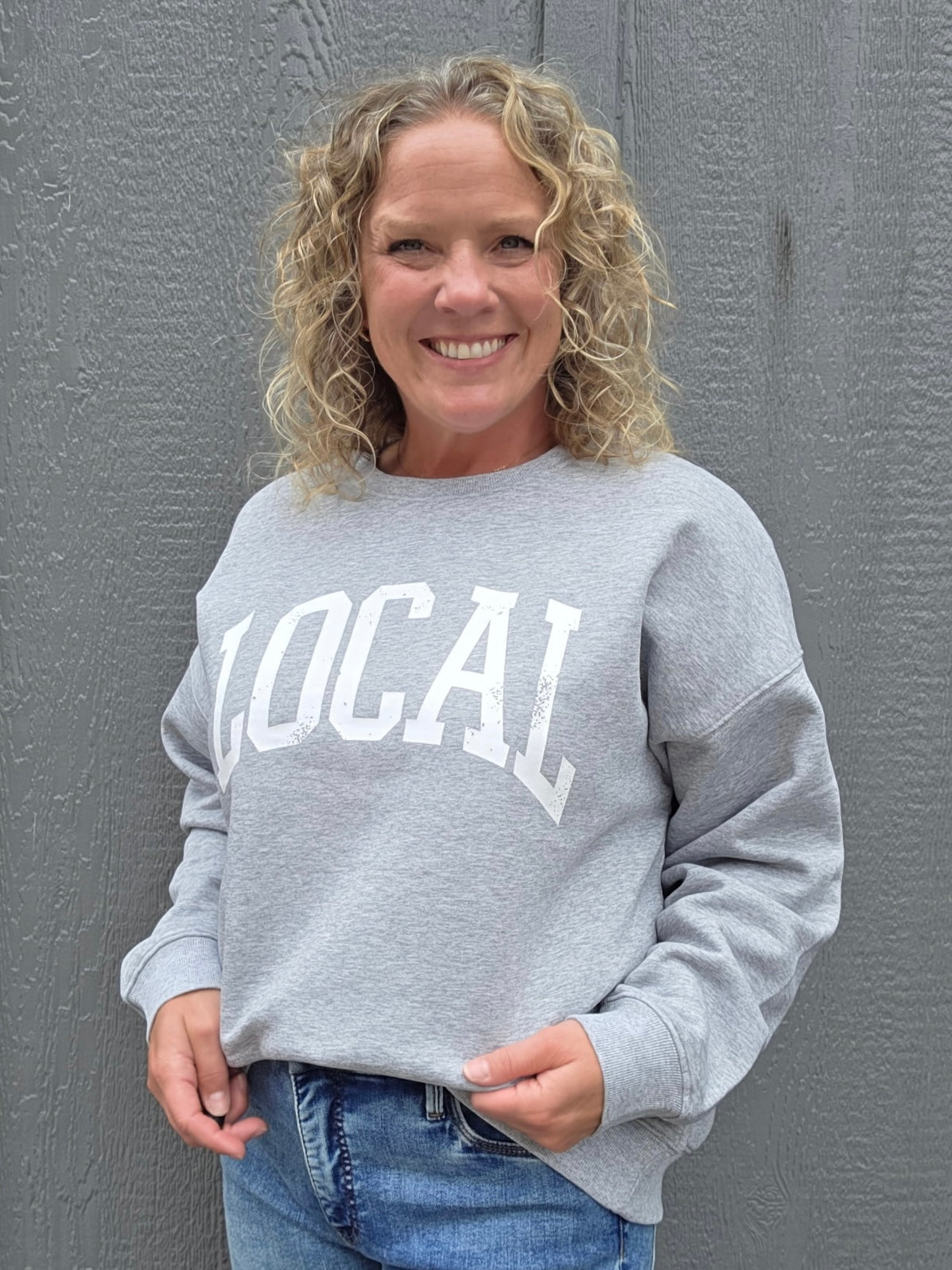 Grey LOCAL Graphic Sweatshirt Top- Sweatshirt WISHLIST