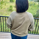 Army Green Mixed Waffle Knit Top Top - Sweatshirt TRES BIEN