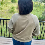 Army Green Mixed Waffle Knit Top Top - Sweatshirt TRES BIEN