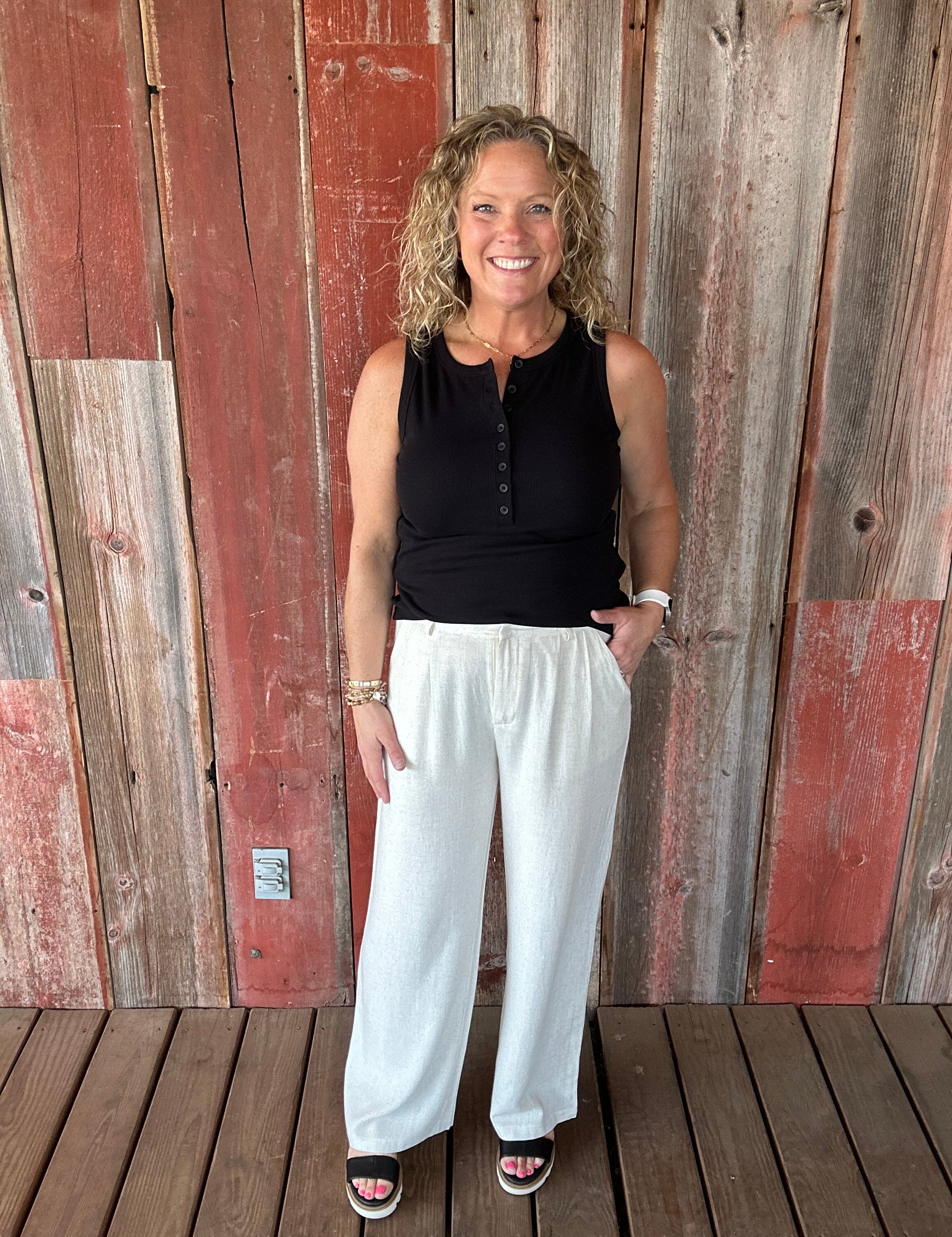 Linen Wide Leg Trousers Bottom- Pants HEM & THREAD