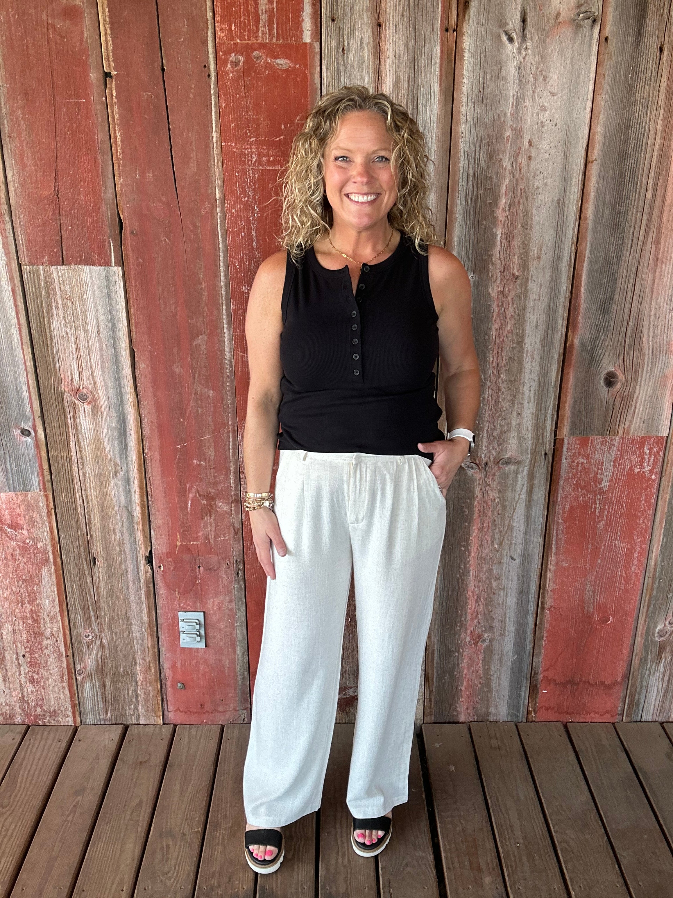 Linen Wide Leg Trousers Bottom- Pants HEM & THREAD