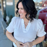 Off White Frilled V Neck Blouse Tops- Blouses STACCATO