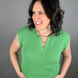 Kelly Green Slub Sweater Relaxed Fit with Dolman Sleeves