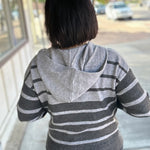 Charcoal Color Block Button Hoodie Top - Sweater STACCATO