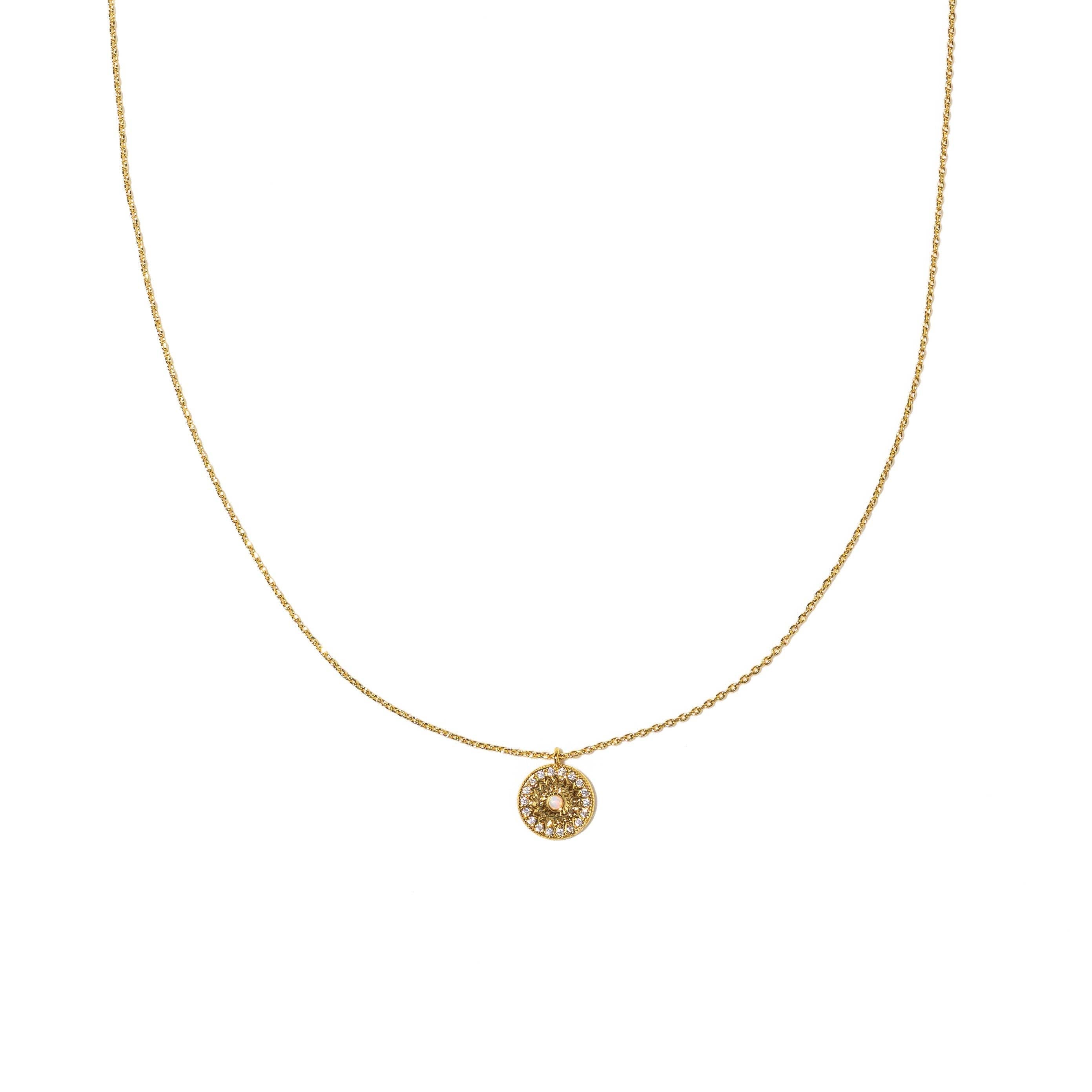 18K Gold Sun Opal Pendant Necklace Brenda Grands Jewelry